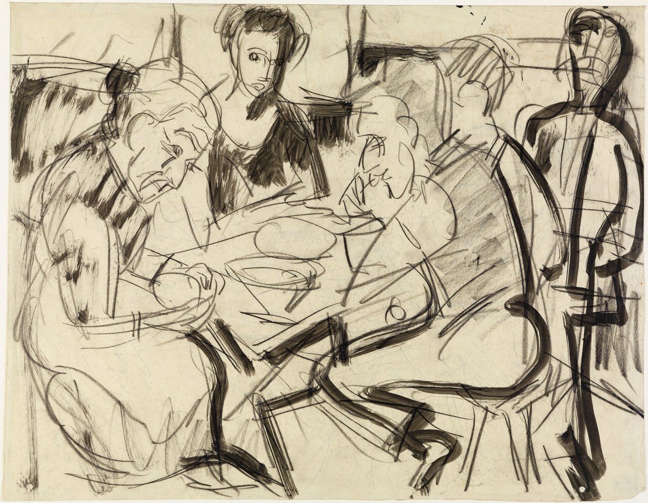 En bondfamilie ved bordet af Ernst Ludwig Kirchner