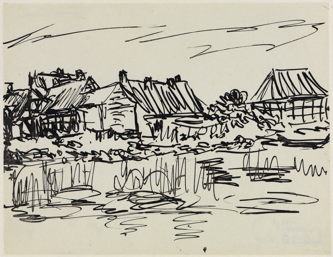 Bondegårde ved vandet (Fehmarn) af Ernst Ludwig Kirchner