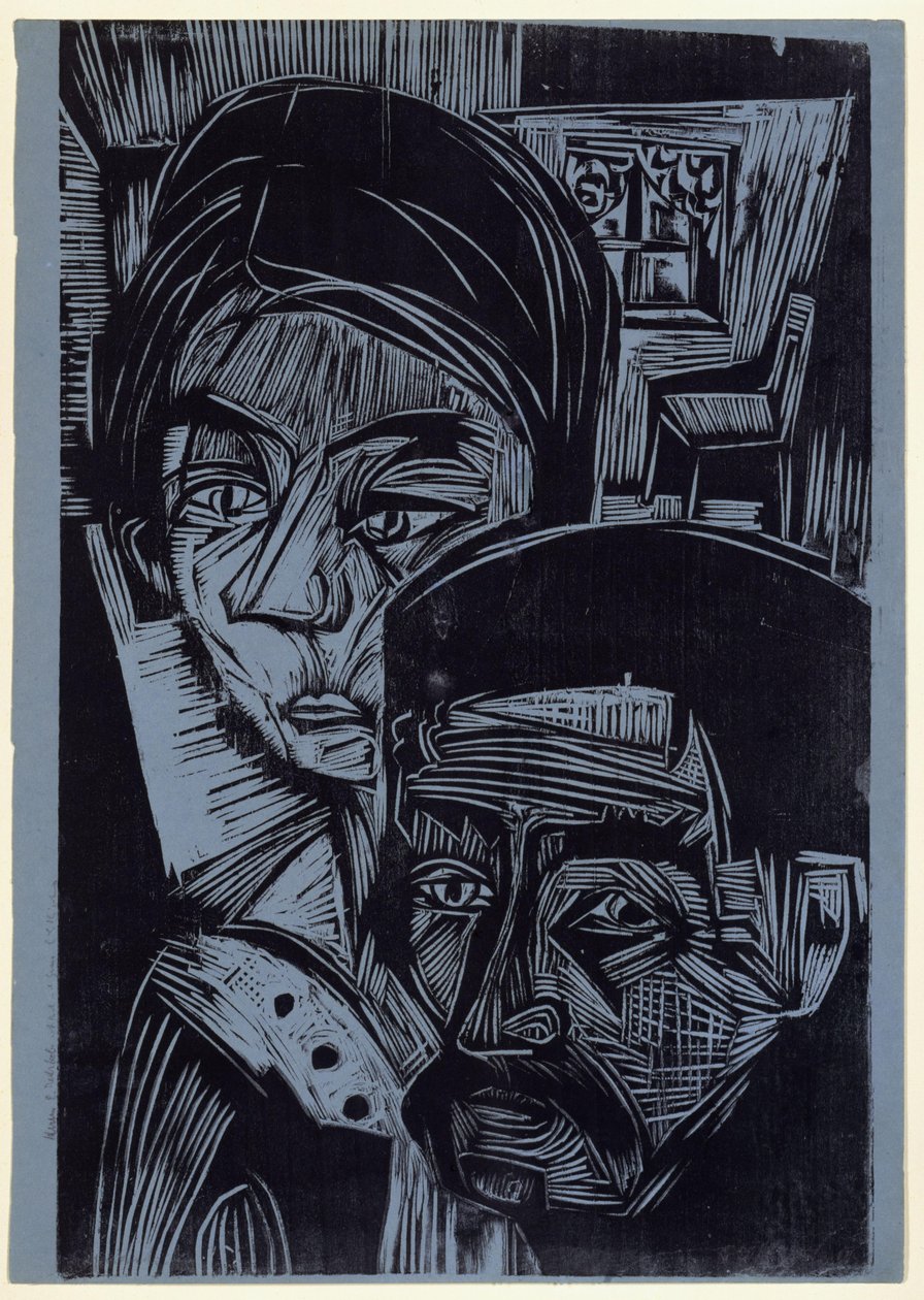 Et landmandspar i hytten (Andres og Annamargret Müller) af Ernst Ludwig Kirchner