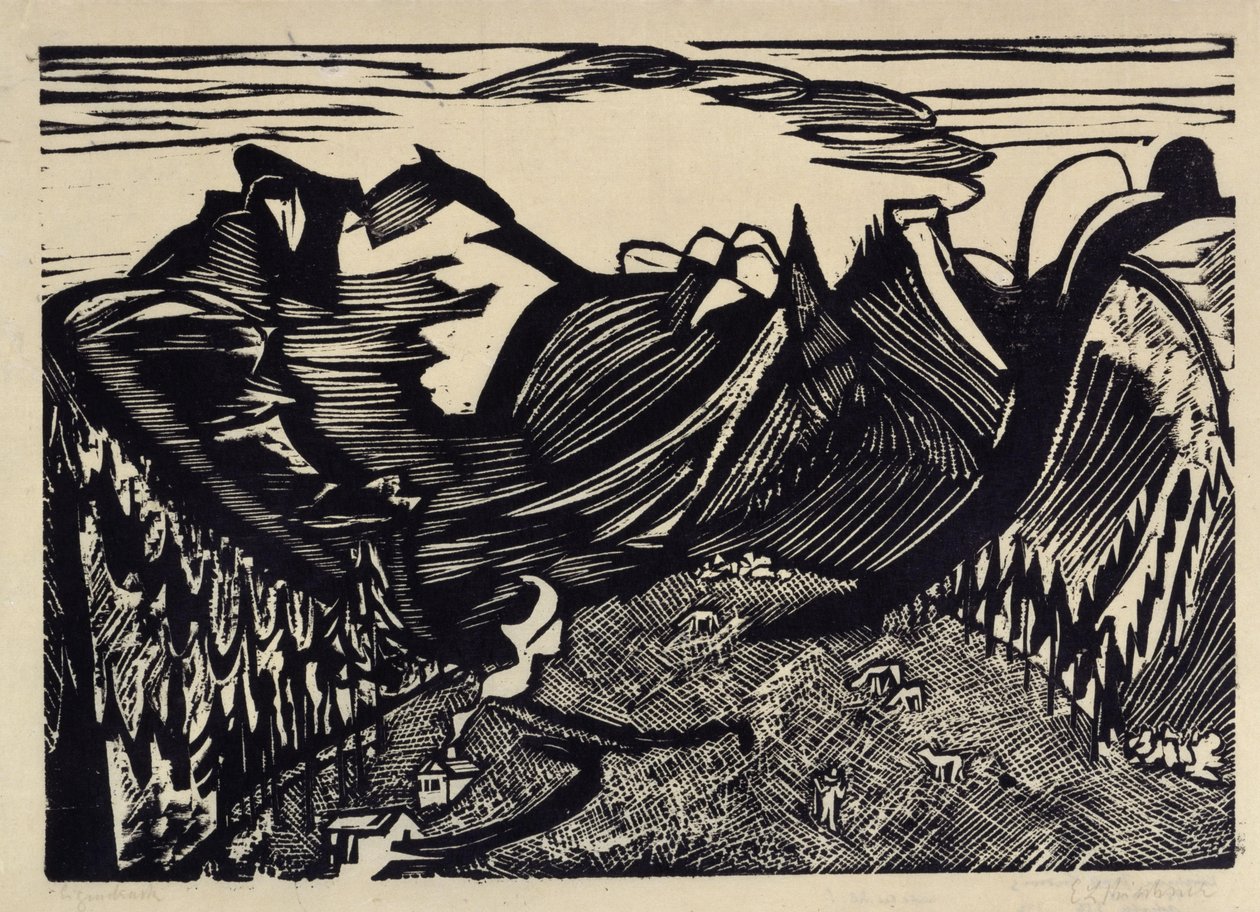 Bjerglandskab med alp af Ernst Ludwig Kirchner