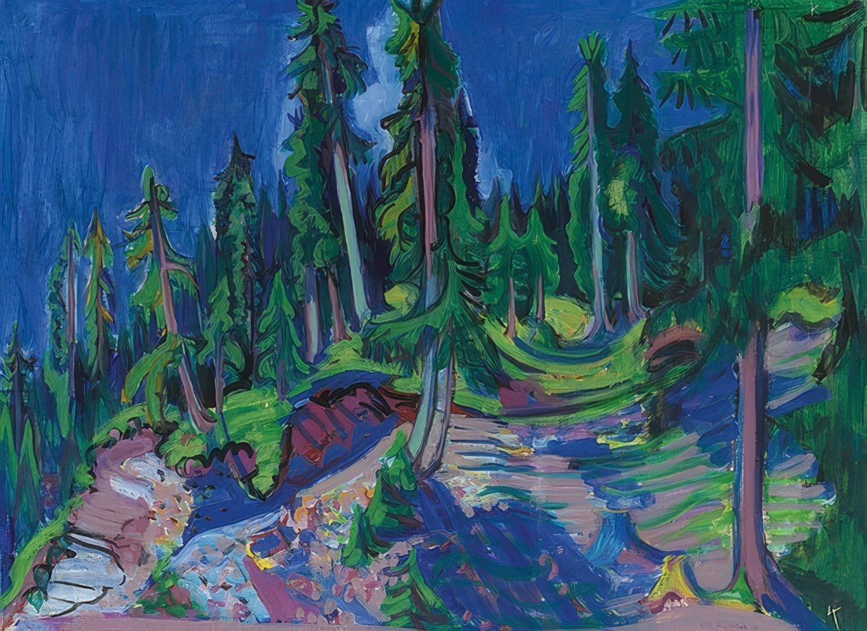 Bjergskovsstudie. 1936 af Ernst Ludwig Kirchner