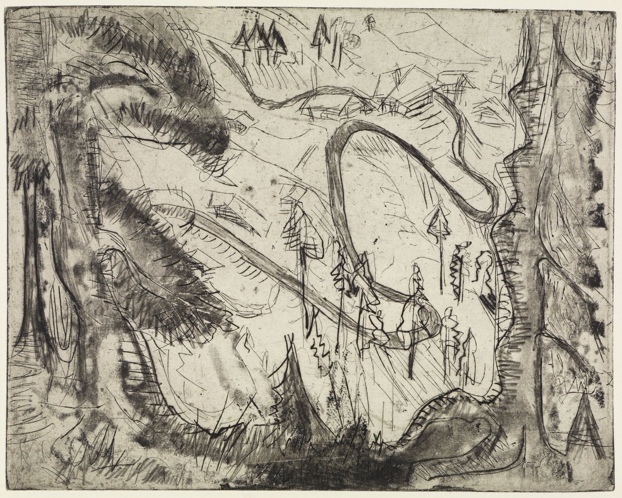 Bjergsti, set ovenfra af Ernst Ludwig Kirchner