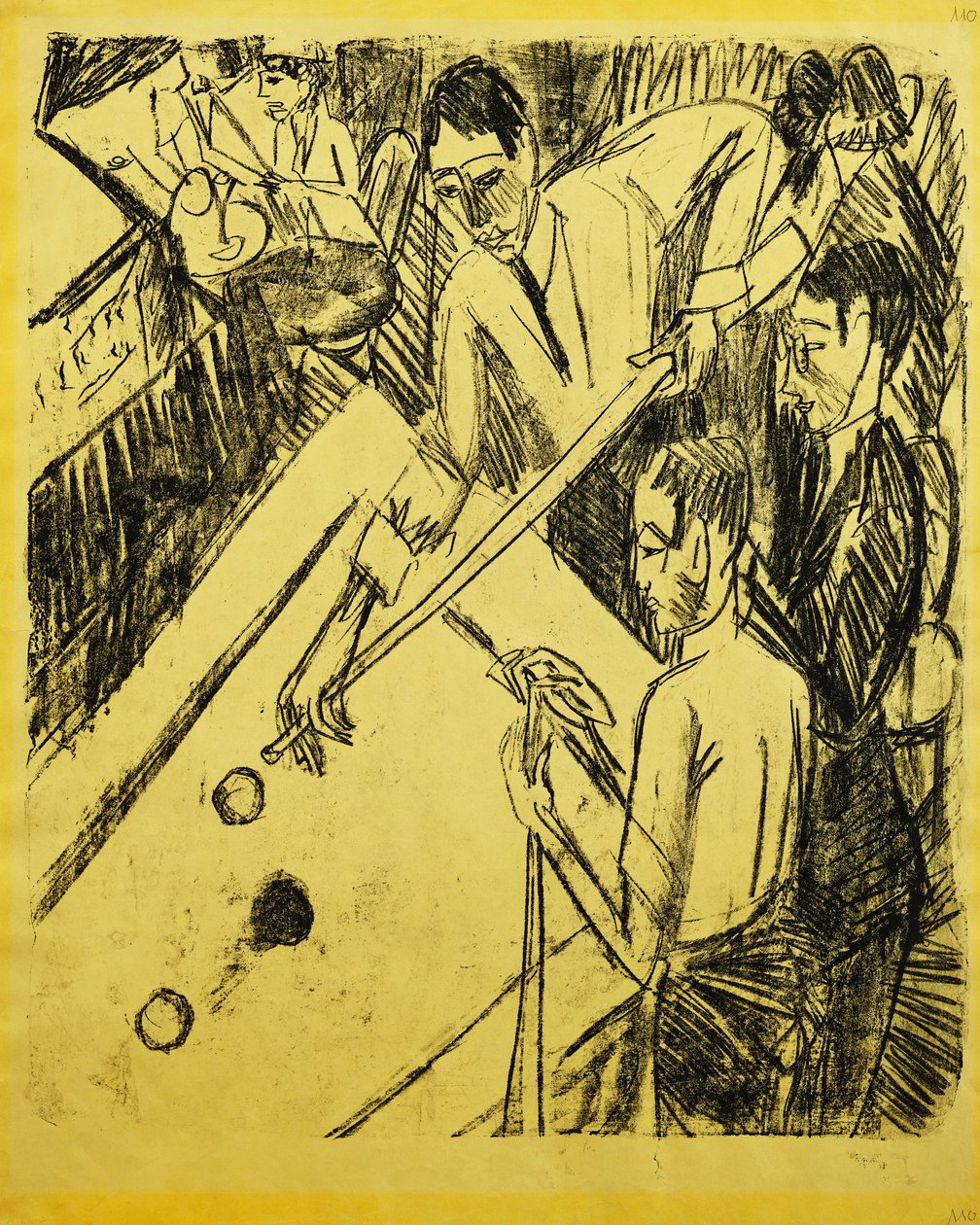 billardspillere; Billardspillere, 1915 af Ernst Ludwig Kirchner