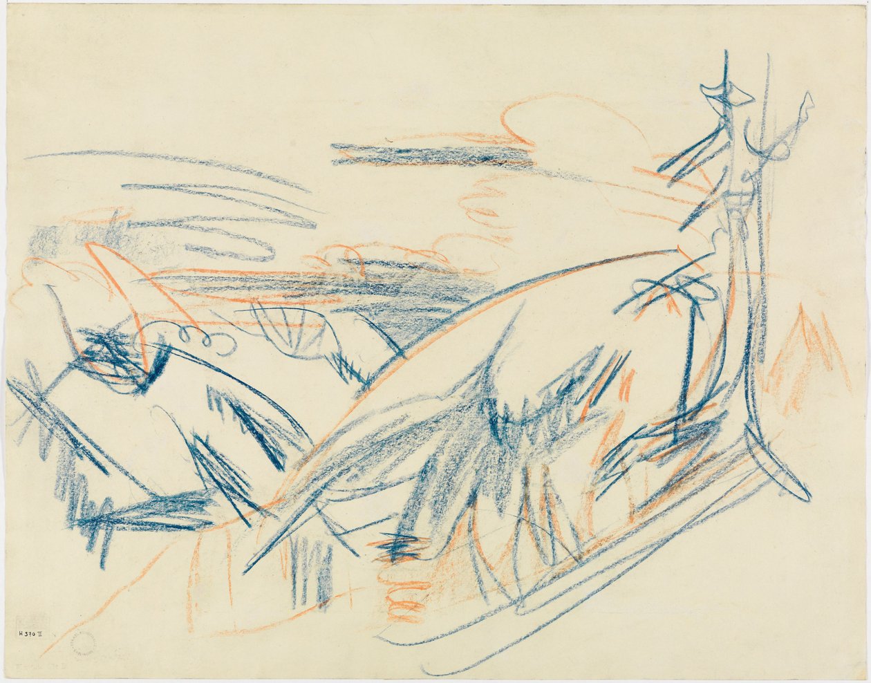 Blårødt bjerglandskab af Ernst Ludwig Kirchner