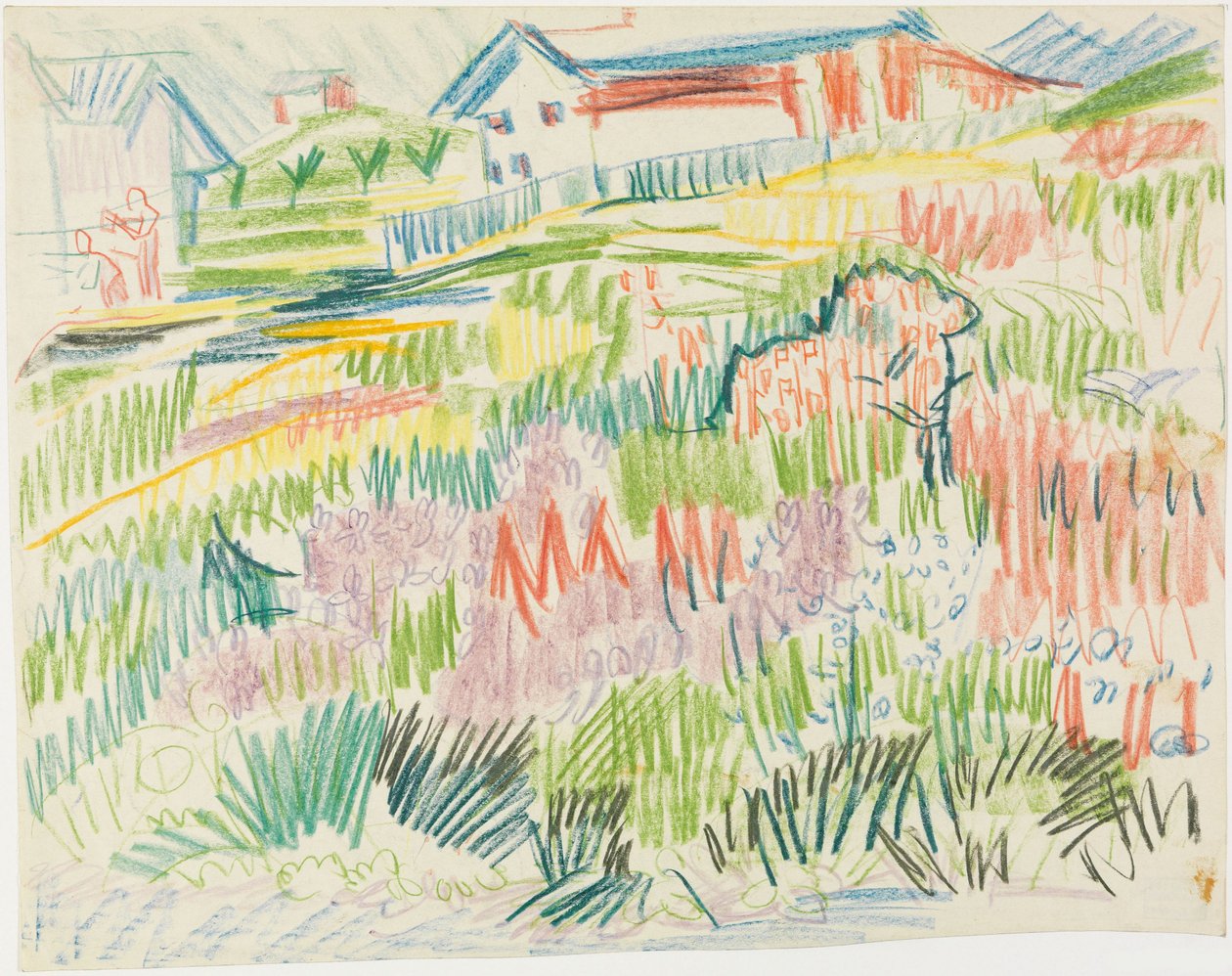 Blomstereng med huse af Ernst Ludwig Kirchner