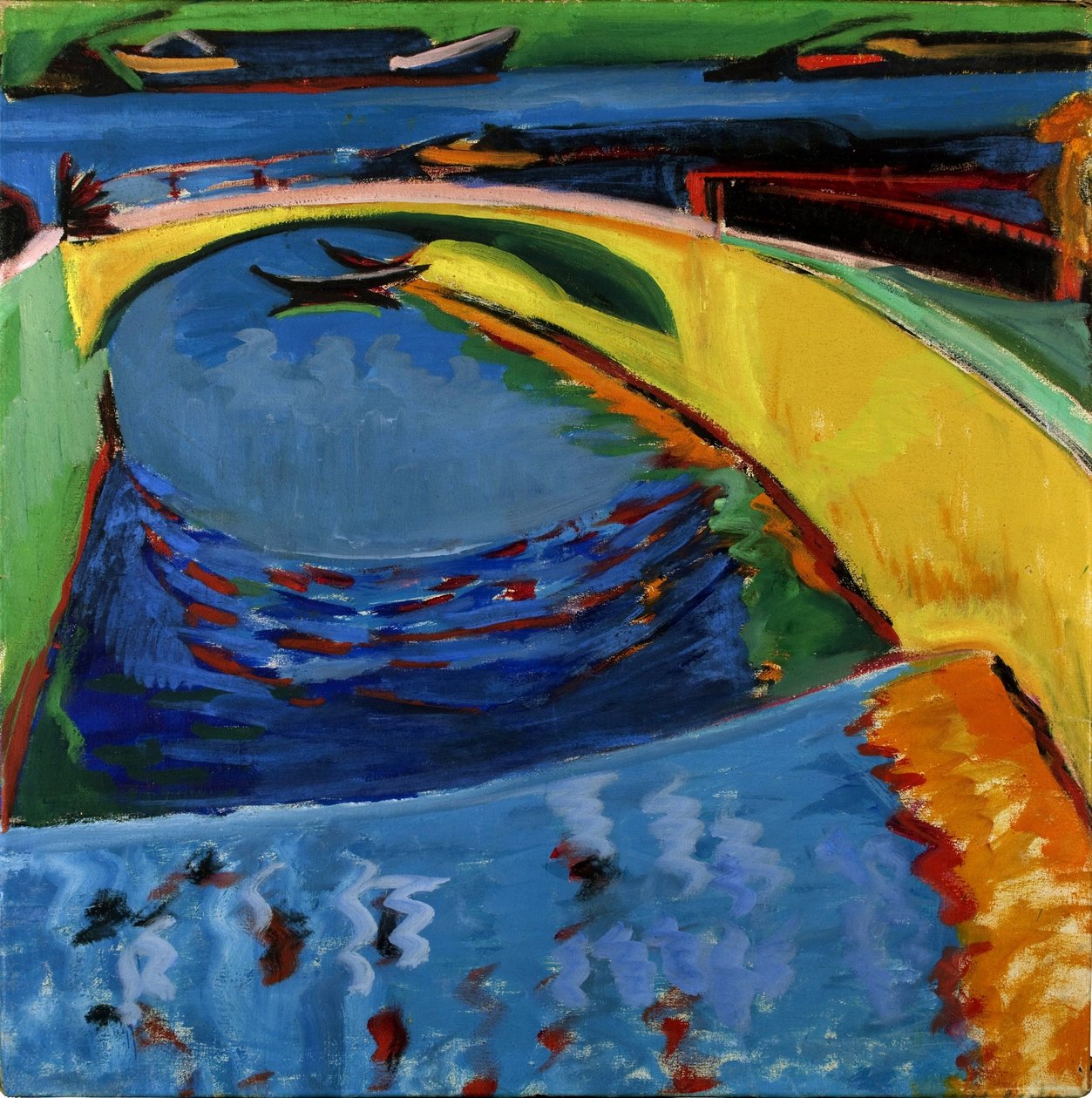 Bro ved mundingen af floden Prießnitz, ca. 1910 af Ernst Ludwig Kirchner