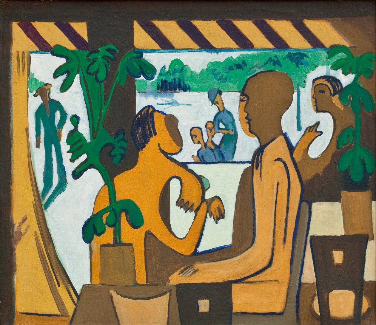 Brune figurer i en café, 1928-1929 af Ernst Ludwig Kirchner