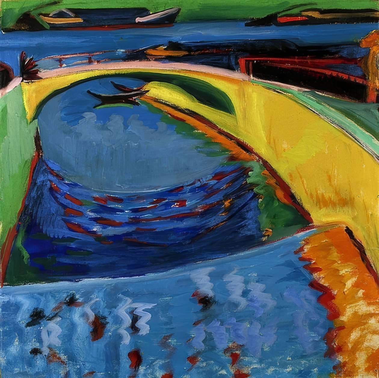 Bro ved mundingen af ​​Prießnitz. Omkring 1910 af Ernst Ludwig Kirchner