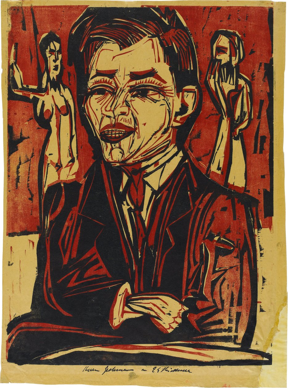 Stort brystbillede af Will Grohmann (1887-1968) af Ernst Ludwig Kirchner