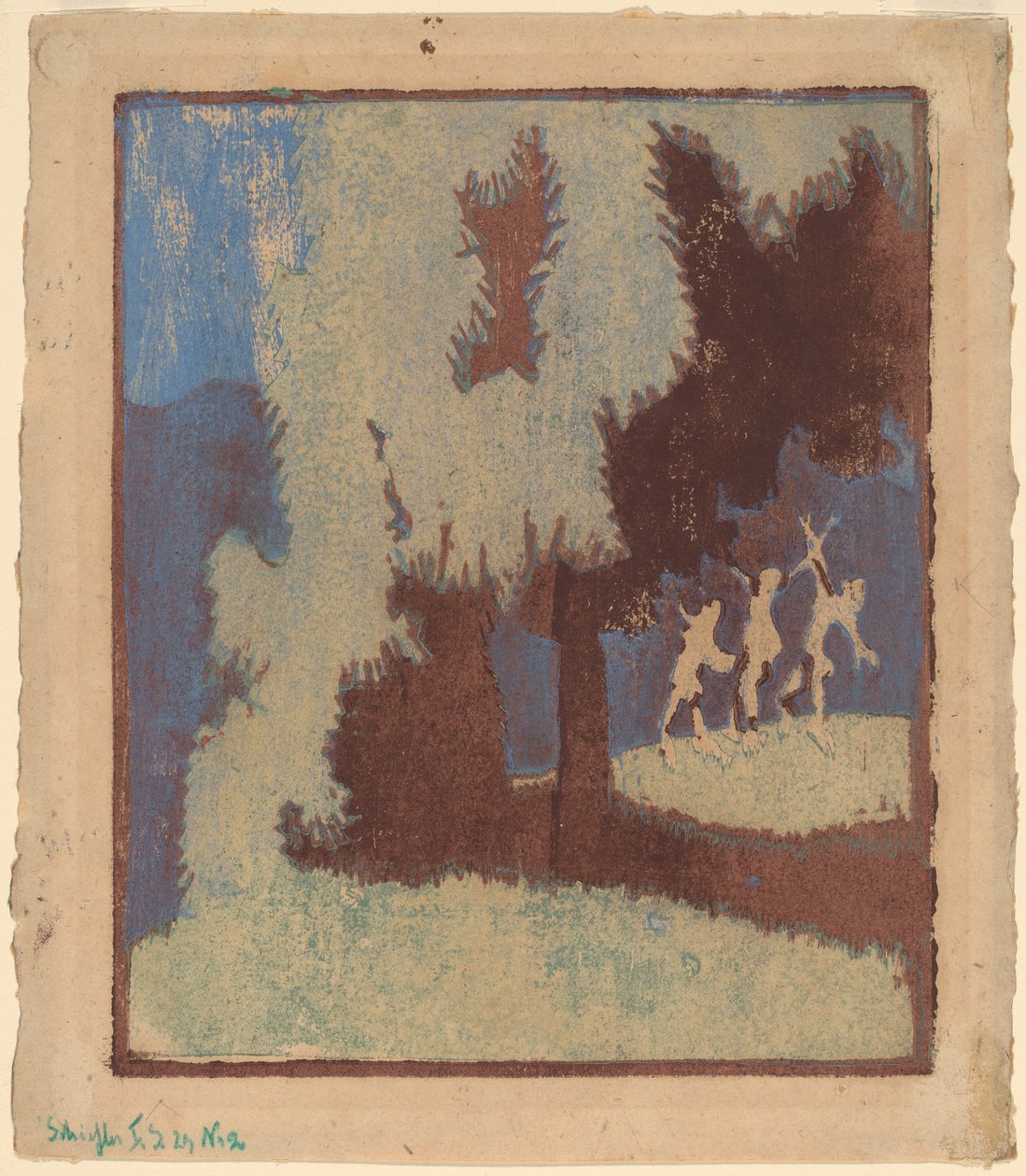 Kastanjetræer i måneskin af Ernst Ludwig Kirchner