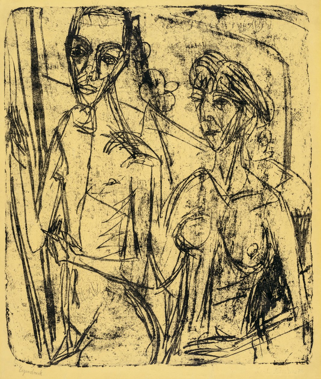 Par i værelse, nøgen mand med kvinde af Ernst Ludwig Kirchner