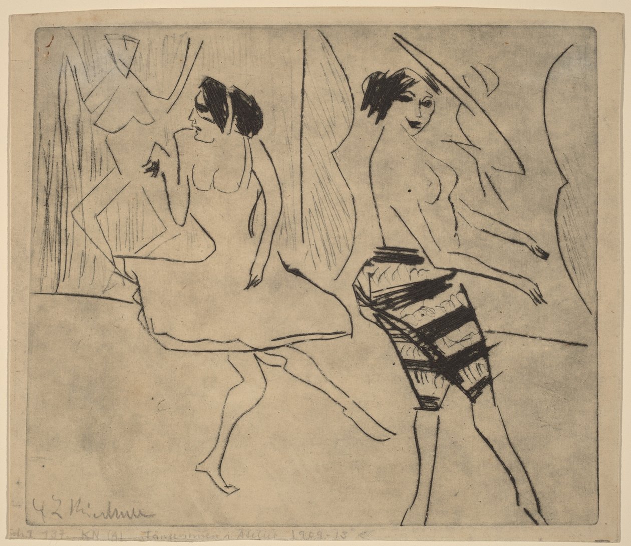 Dansere i studiet af Ernst Ludwig Kirchner