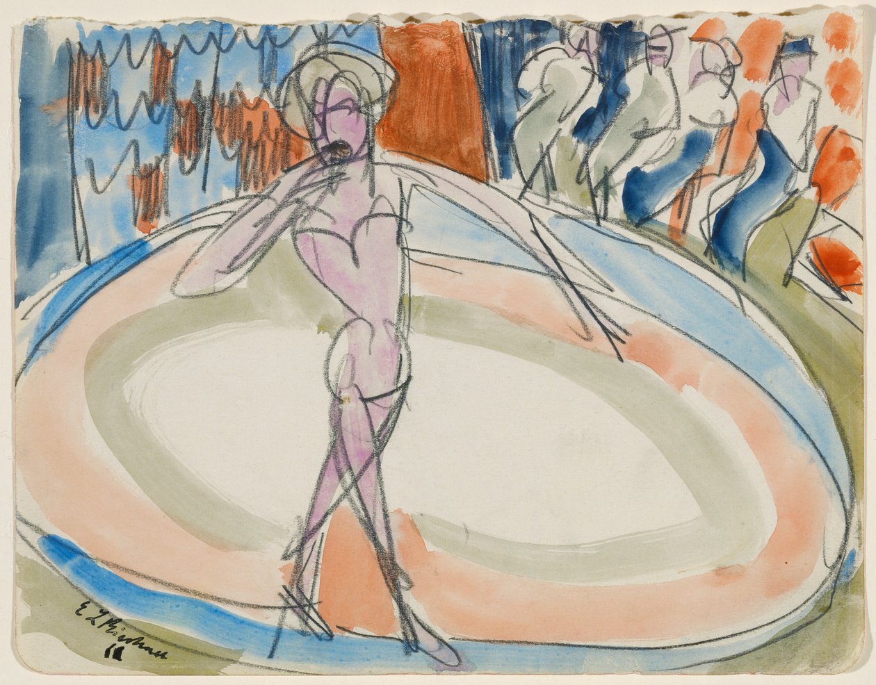 Dansende kvinde på kabaretten af Ernst Ludwig Kirchner