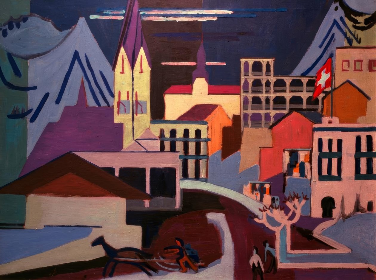 Davos - Platz ved togstationen af Ernst Ludwig Kirchner