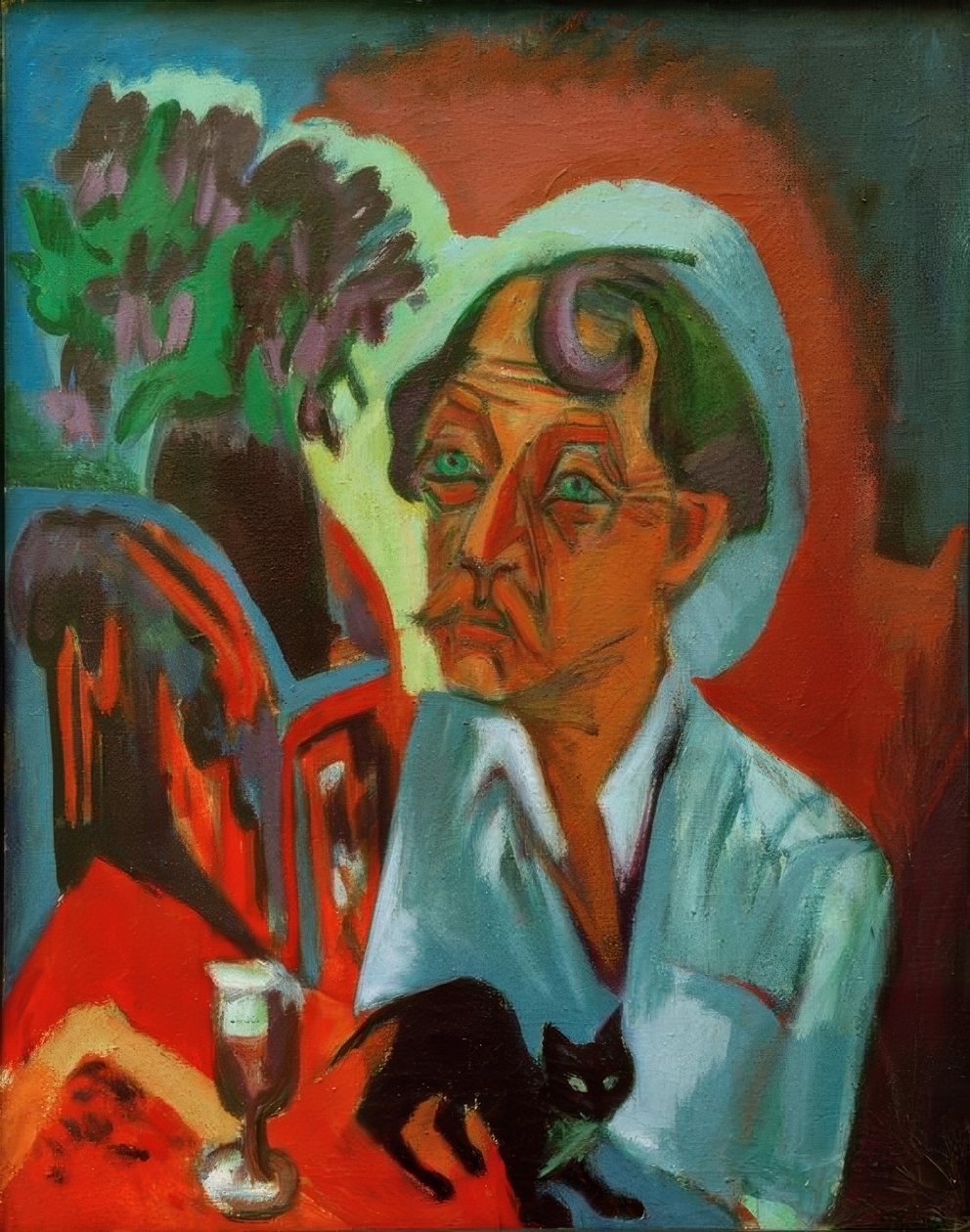 Maleren Stirner med en kat af Ernst Ludwig Kirchner