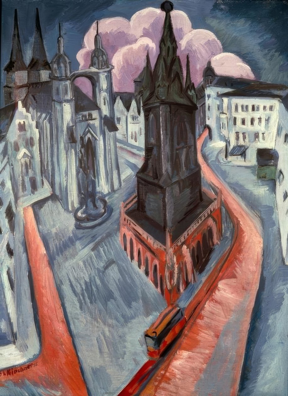 Det røde tårn i Halle af Ernst Ludwig Kirchner