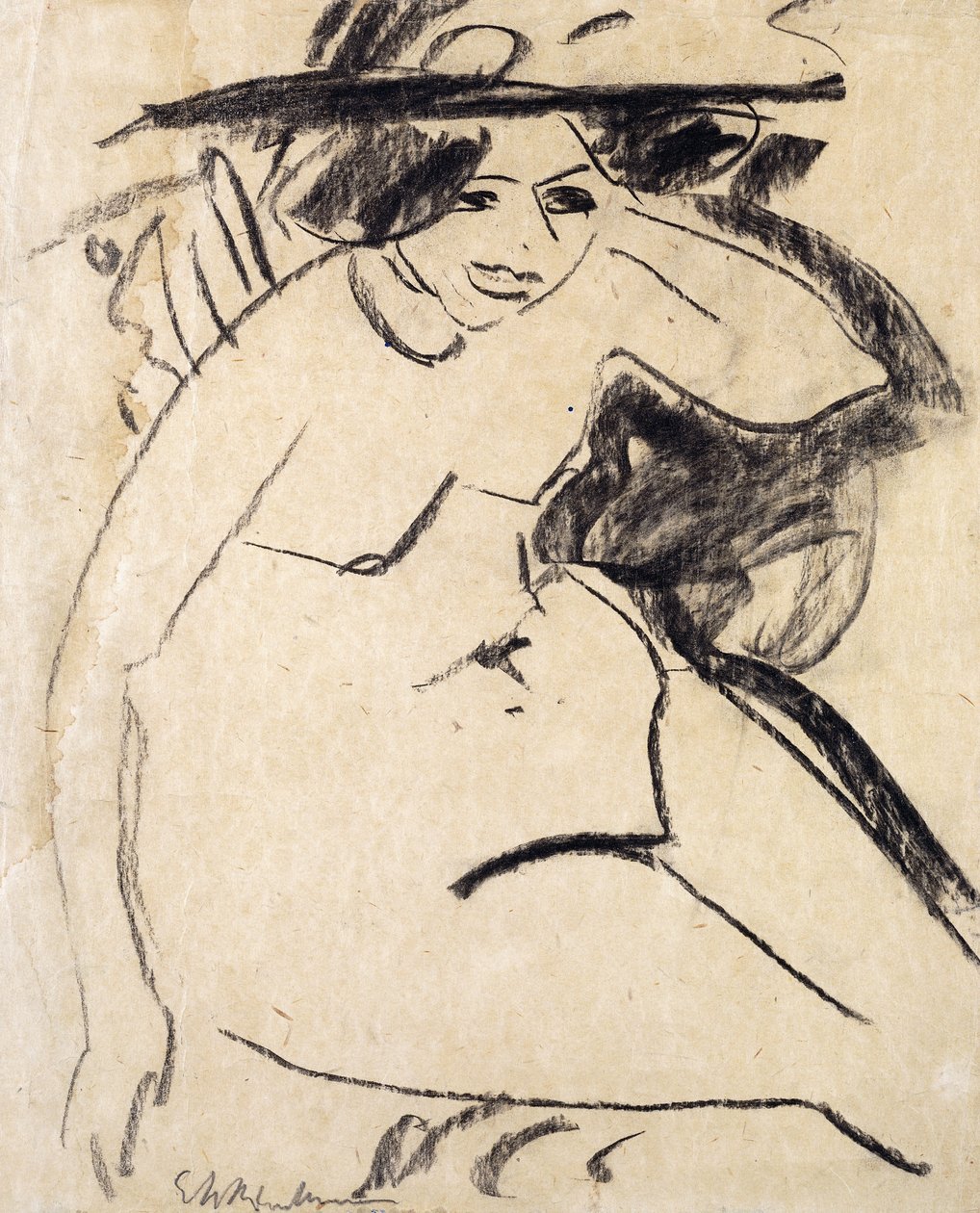 Dido med Hat; Dido mit Hut, ca. 1909 af Ernst Ludwig Kirchner