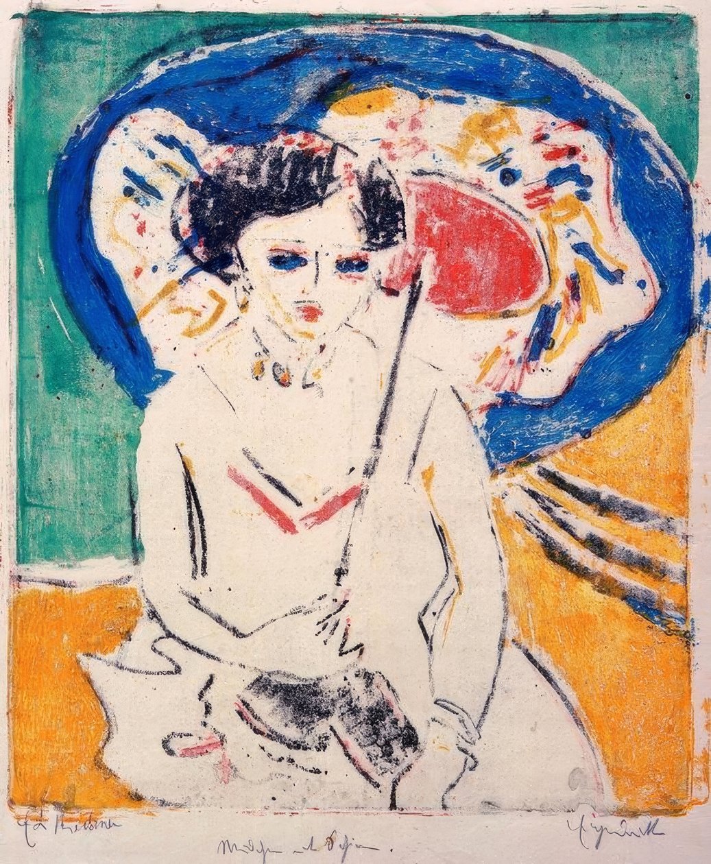 Dodo med en japansk paraply af Ernst Ludwig Kirchner