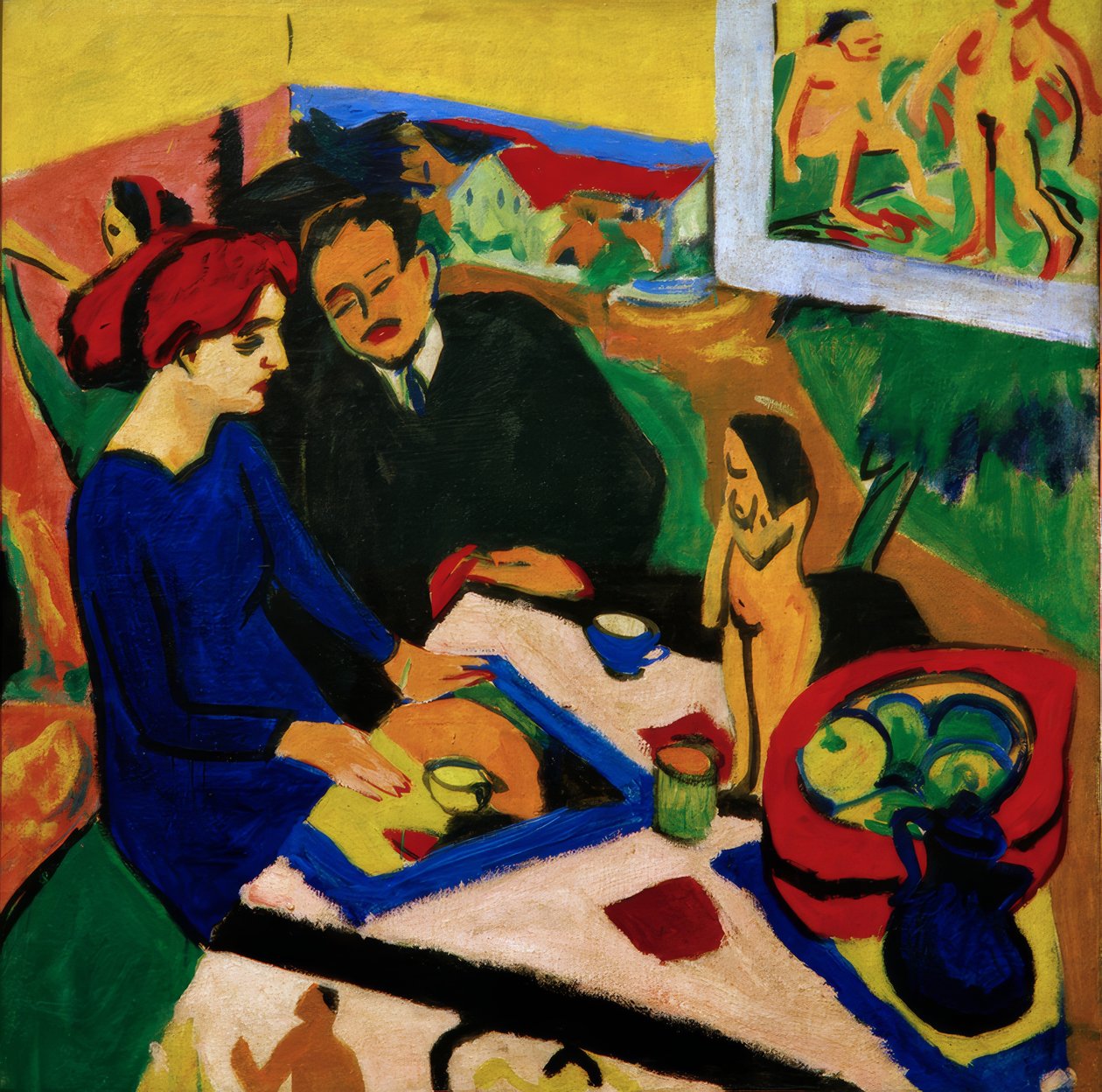 Doris og Heckel ved bordet af Ernst Ludwig Kirchner