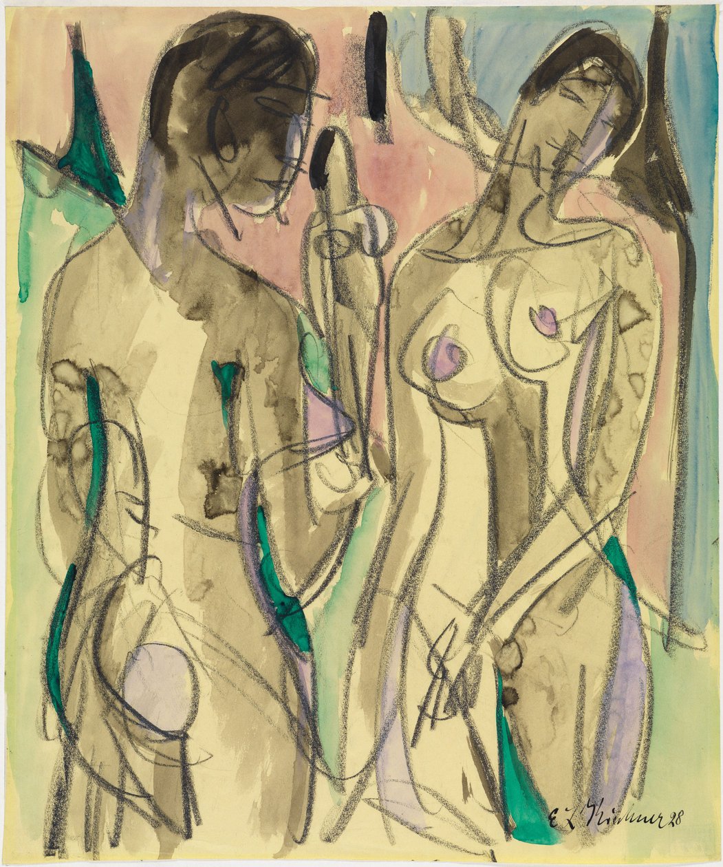 Tre akter i skoven af Ernst Ludwig Kirchner