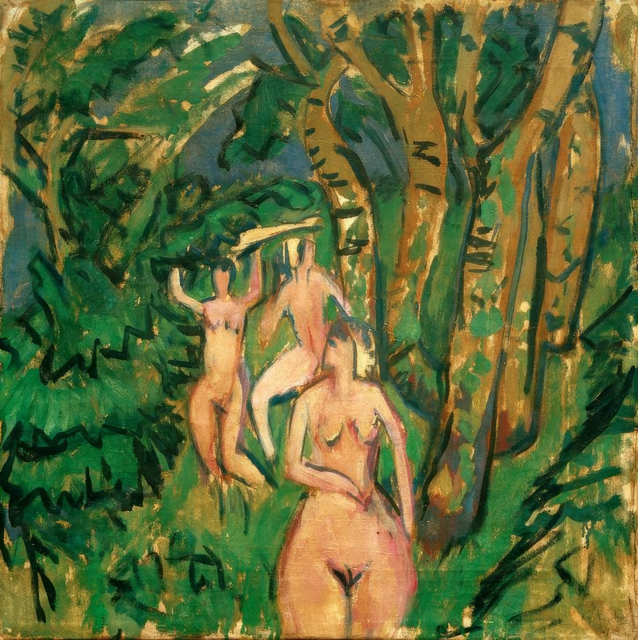 Tre nøgenbilleder i skoven af Ernst Ludwig Kirchner