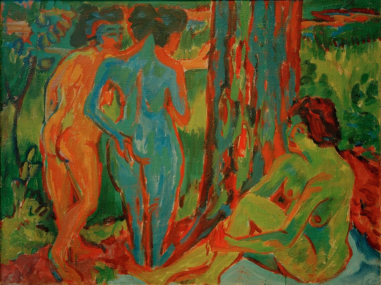 Tre nøgenbilleder i skoven af Ernst Ludwig Kirchner
