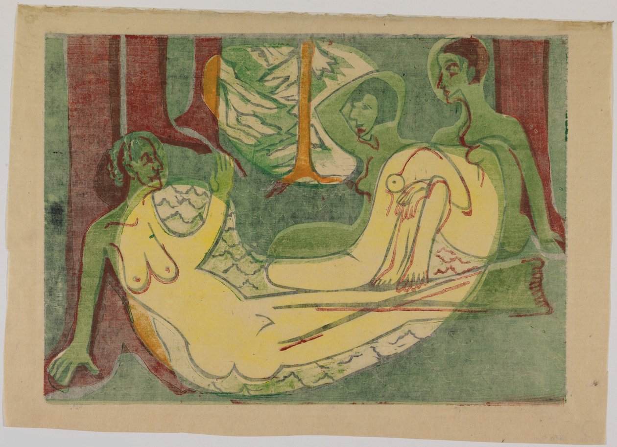 Tre akter i skoven af Ernst Ludwig Kirchner
