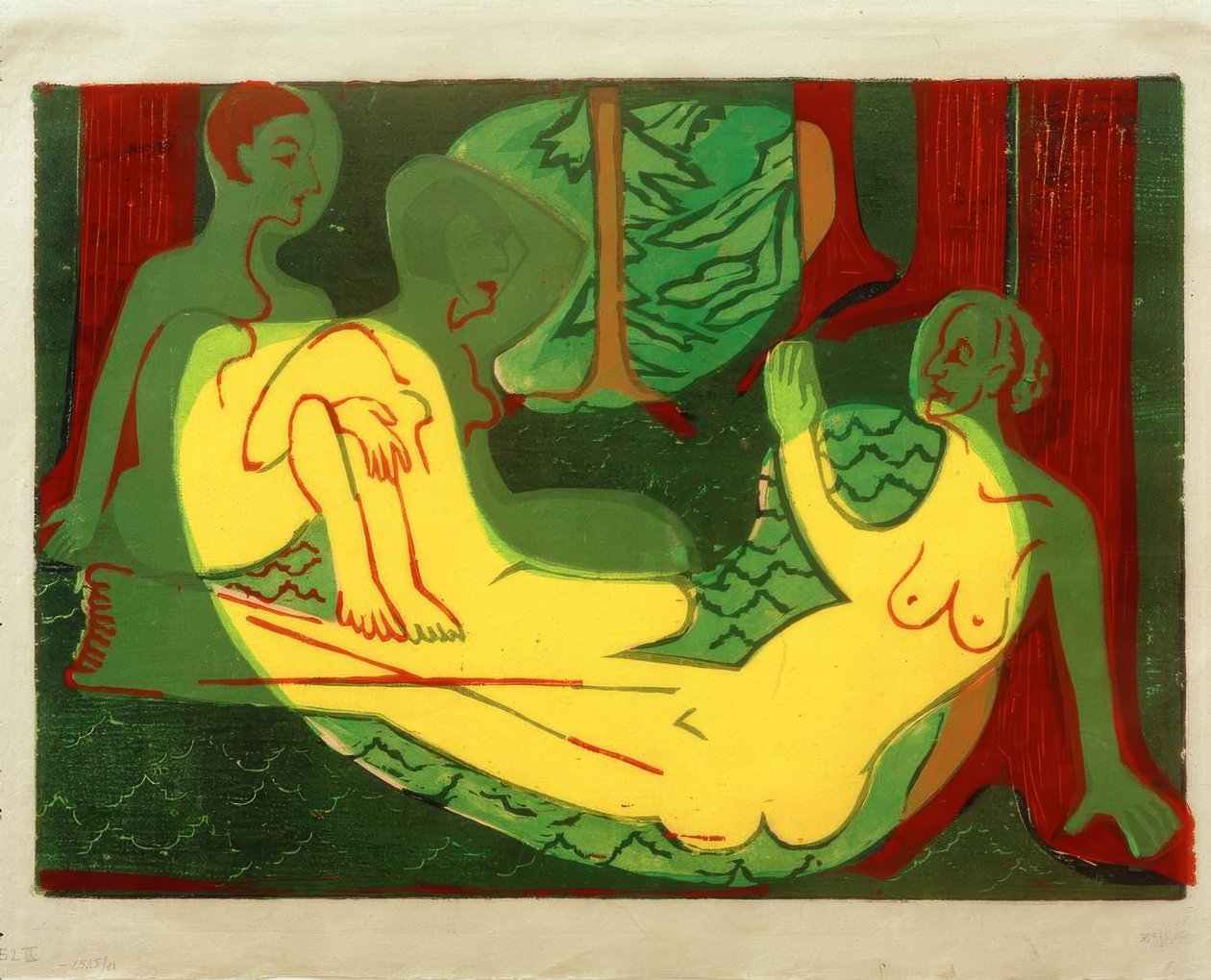 Tre akter i skoven af Ernst Ludwig Kirchner