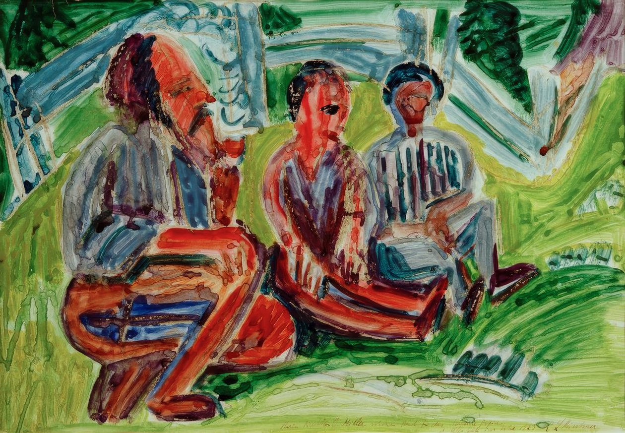 Tre bønder på engen af Ernst Ludwig Kirchner