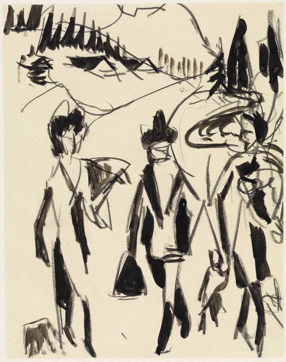 Tre vandrere i et bjerglandskab af Ernst Ludwig Kirchner