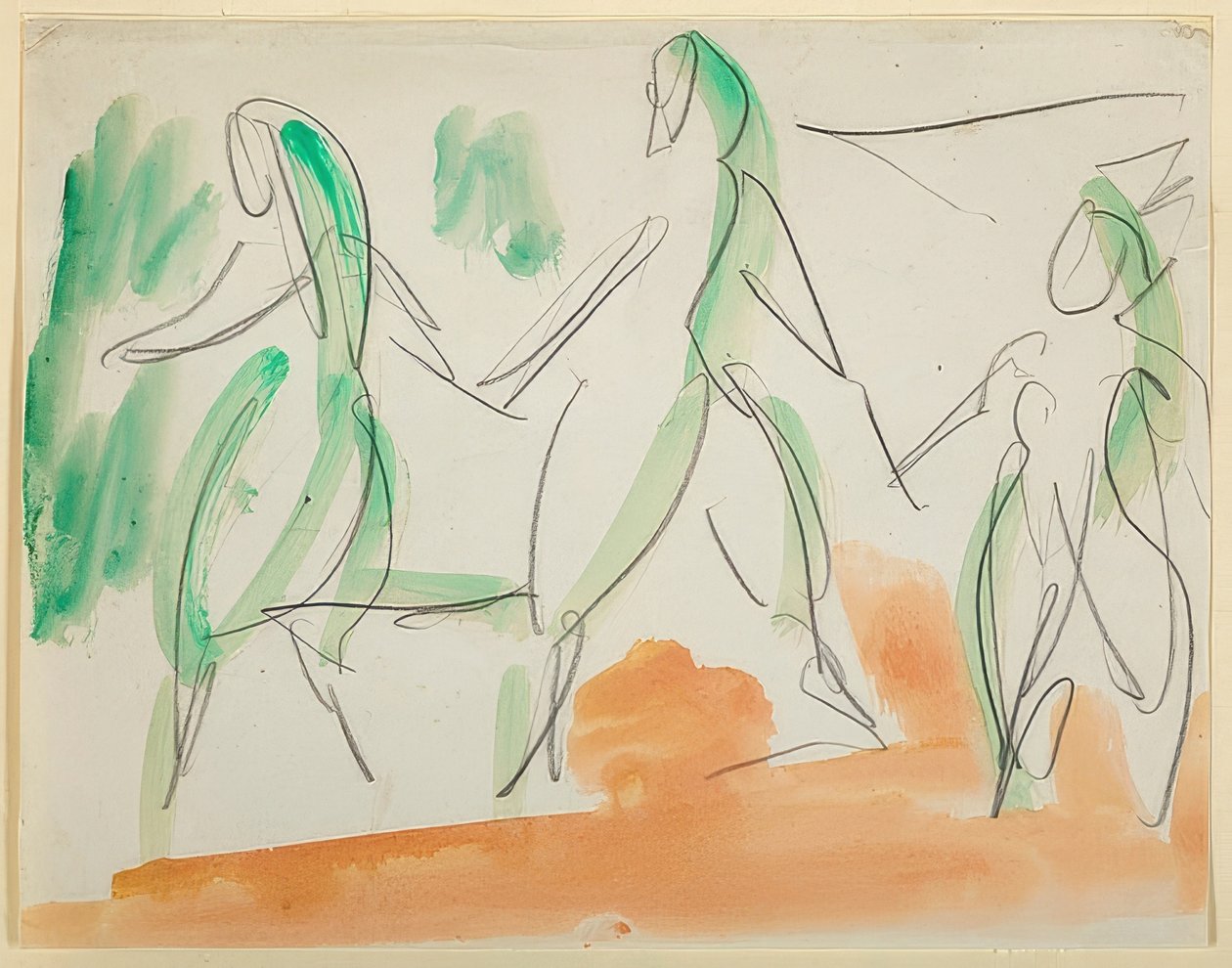 Tre dansere. Folkwang skitsebog fra 1911 (s. 34) af Ernst Ludwig Kirchner