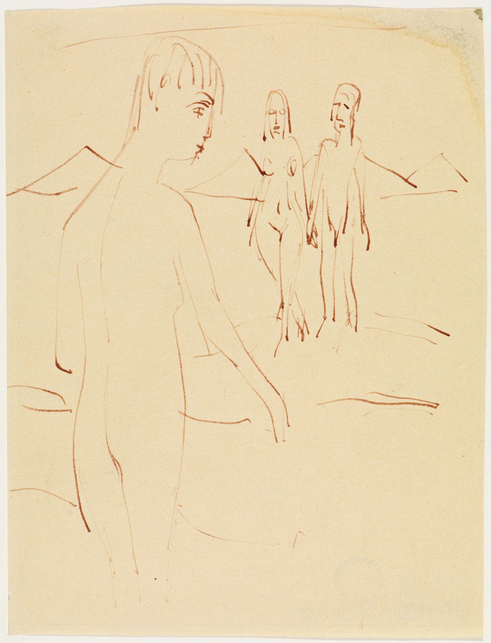 Tre stående figurer udendørs af Ernst Ludwig Kirchner
