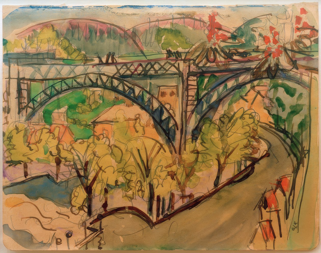 E.L. Kirchner, jernbanebro / 1916 af Ernst Ludwig Kirchner