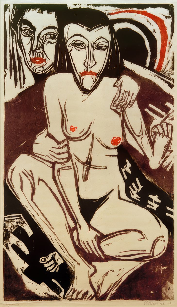 E.L. Kirchner, Melankoli (selvportræt med Erna) af Ernst Ludwig Kirchner