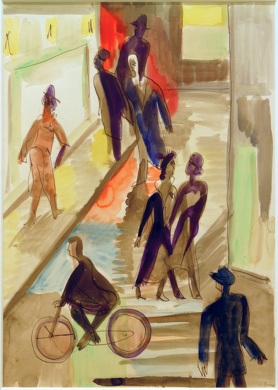 E.L. Kirchner, gadebillede med en cykel af Ernst Ludwig Kirchner