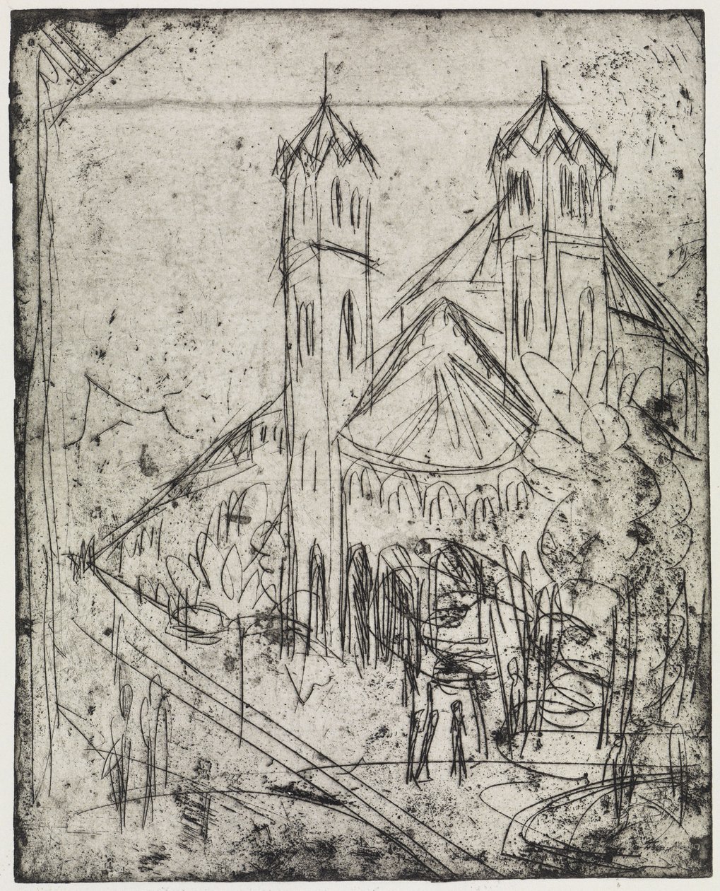 Hjørne ved vinterhaven/Sankt Gereons kirke i Köln I af Ernst Ludwig Kirchner