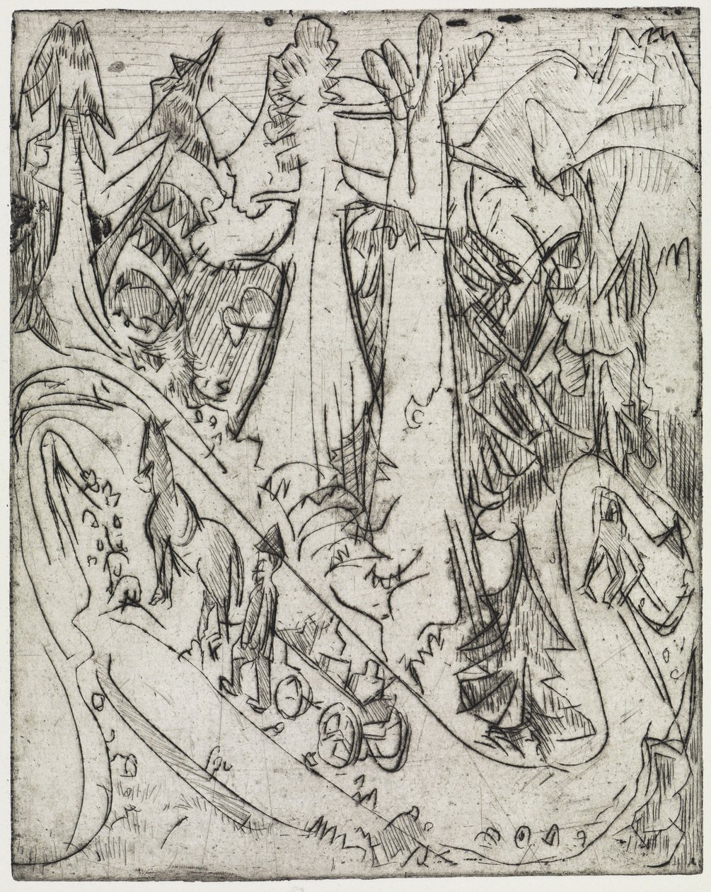Inddrivning af geder/mælkevogne på bjergstien af Ernst Ludwig Kirchner