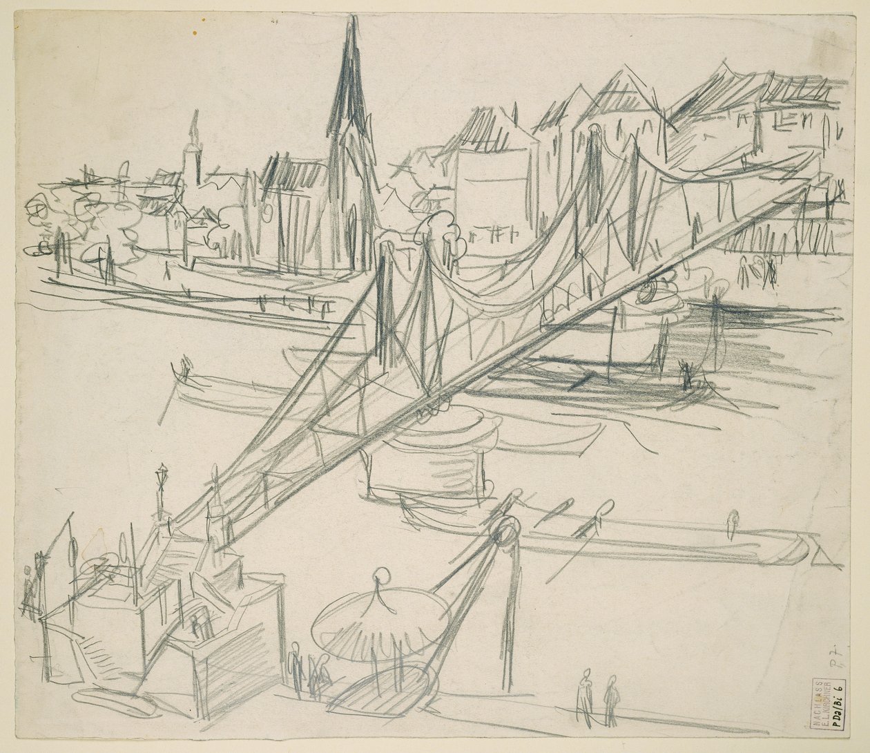 "Eiserner Steg" i Frankfurt am Main med udsigt over Sachsenhausen af Ernst Ludwig Kirchner