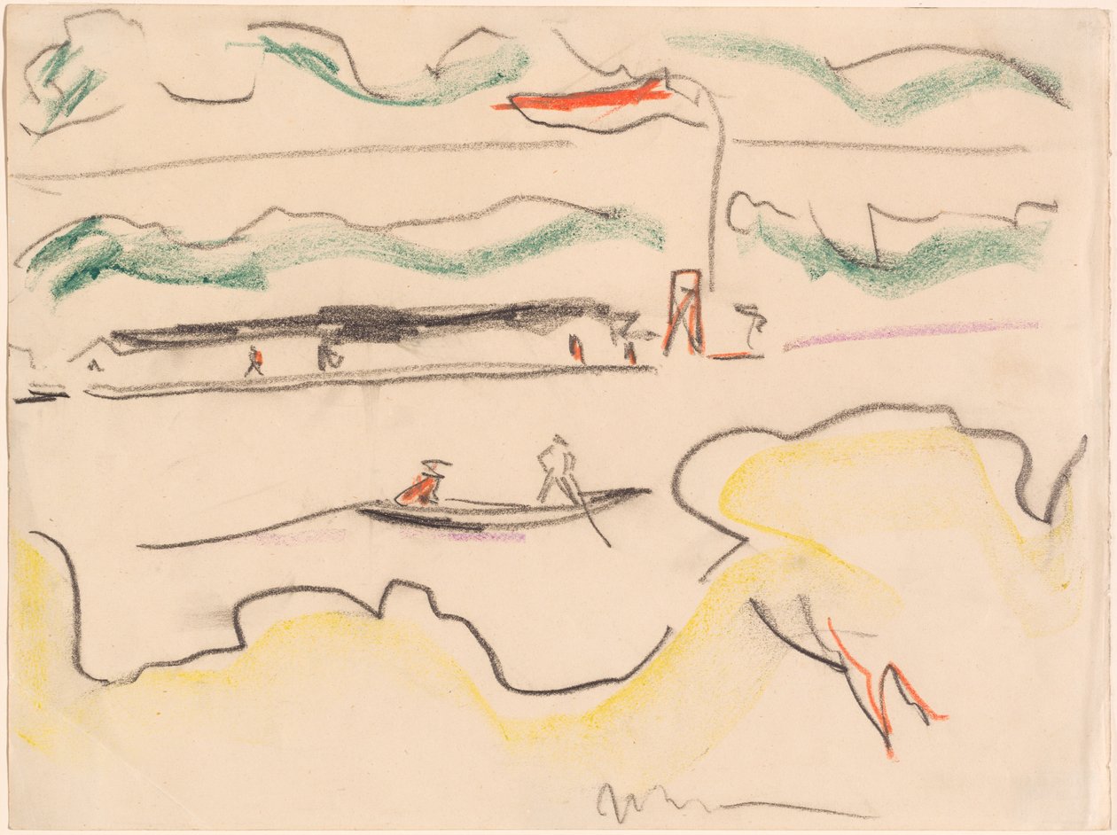 Elben-landskab nær Dresden af Ernst Ludwig Kirchner
