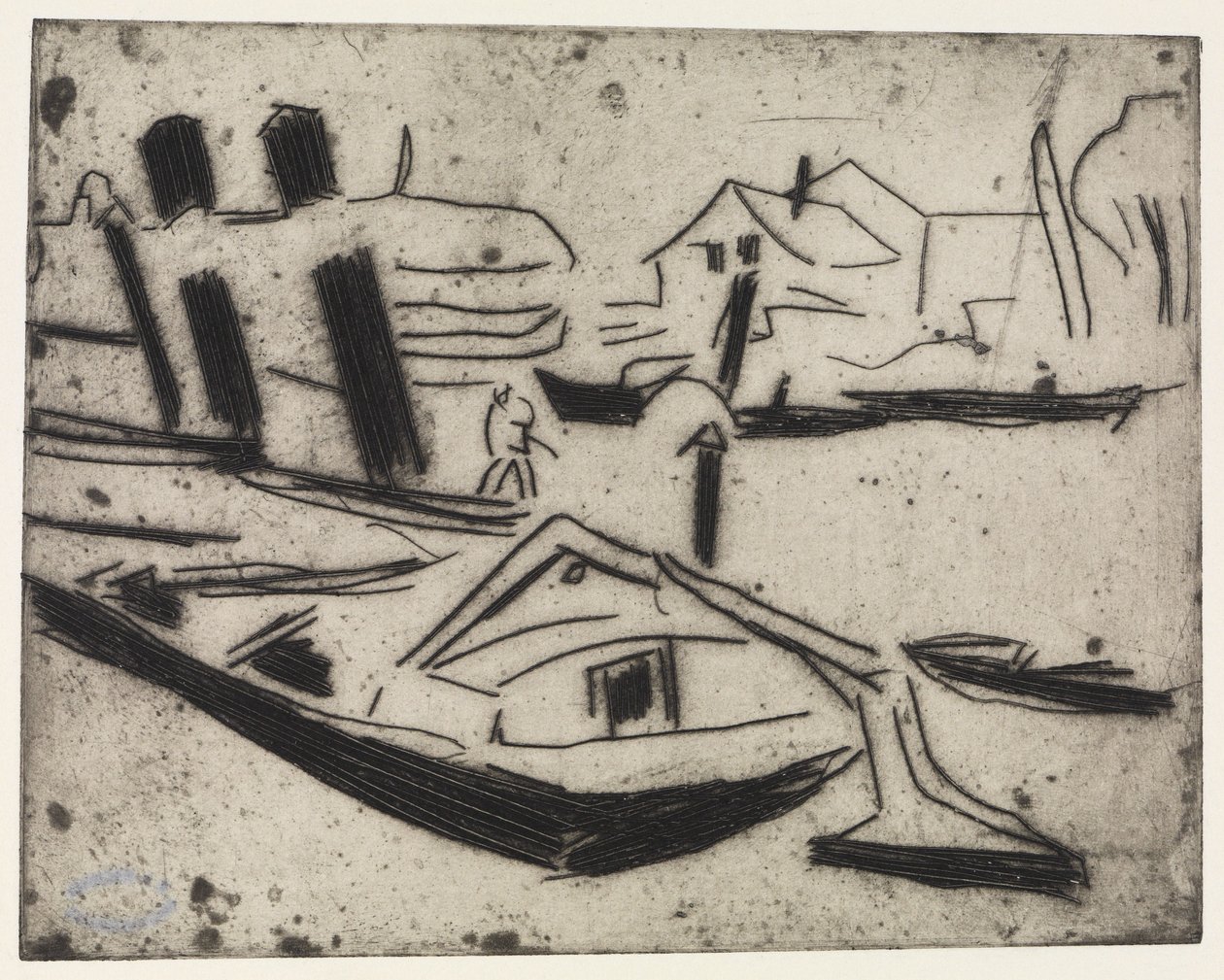 Elbzille med kædetraktor af Ernst Ludwig Kirchner