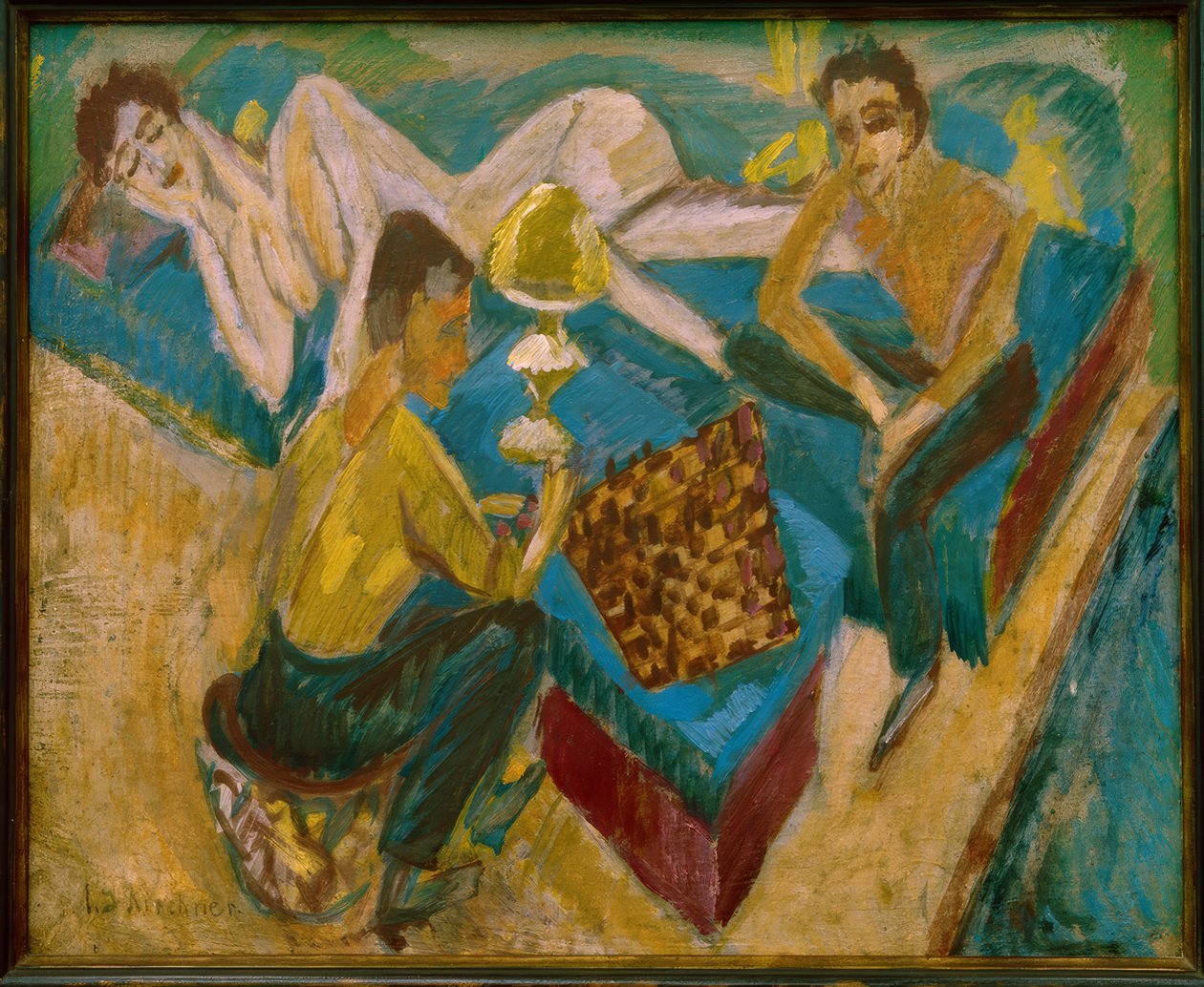 Erich Heckel og Otto Mueller ved Chess II af Ernst Ludwig Kirchner