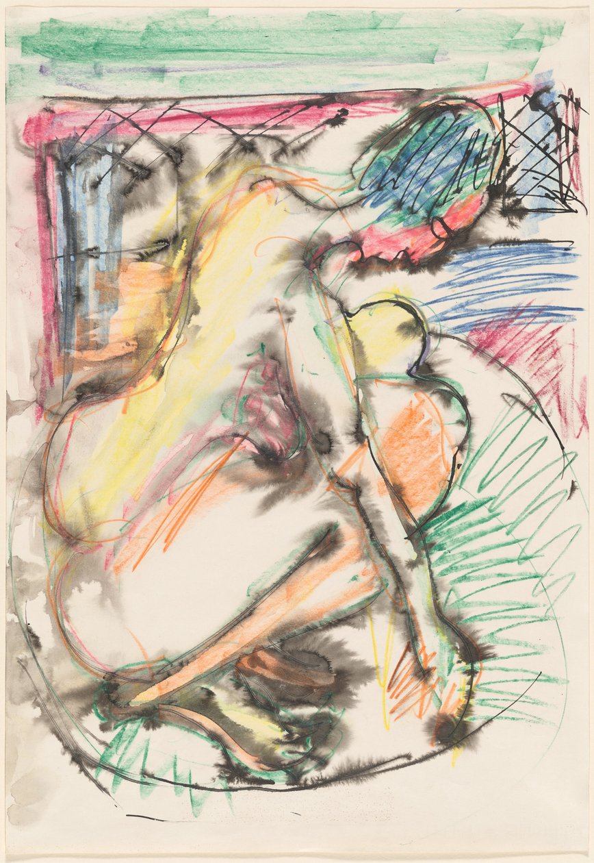 Erna bader i badekar af Ernst Ludwig Kirchner