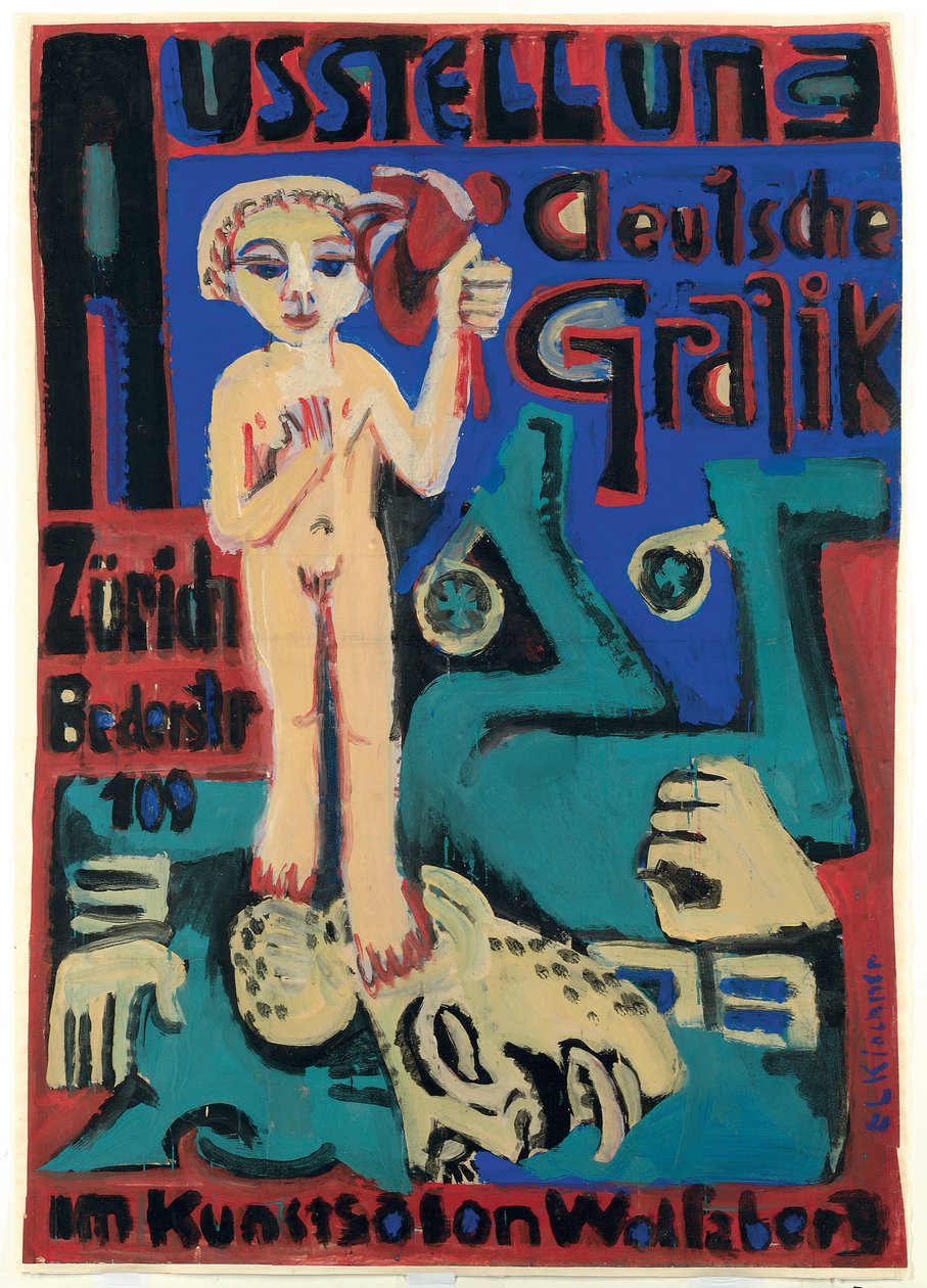 Udstilling af tysk grafik i Kunstsalon Wolfsberg; Udstilling af tysk grafik i Kunstsalon Wolfsberg, c.1921-1923 af Ernst Ludwig Kirchner