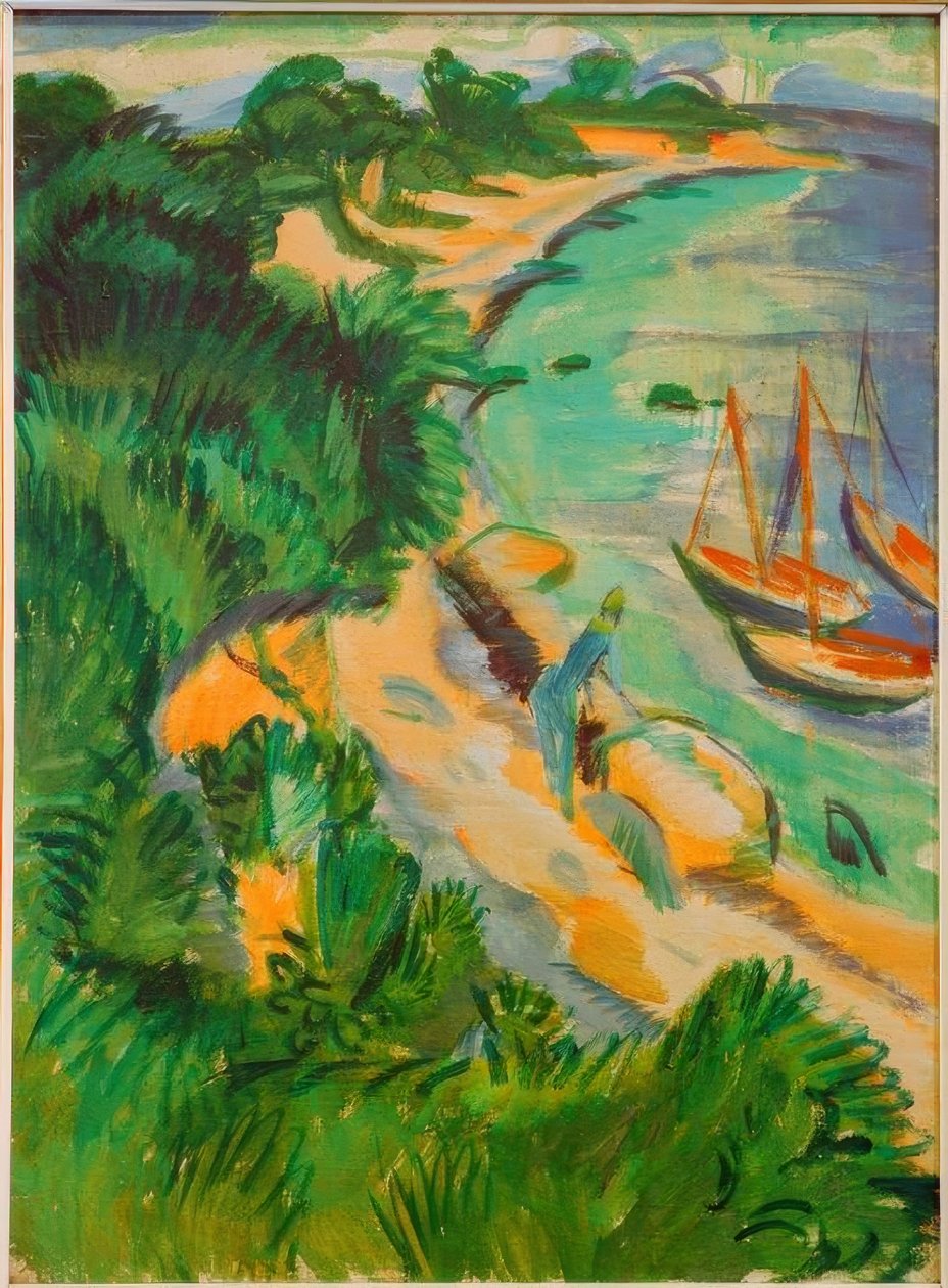 Femern Bugt med både af Ernst Ludwig Kirchner