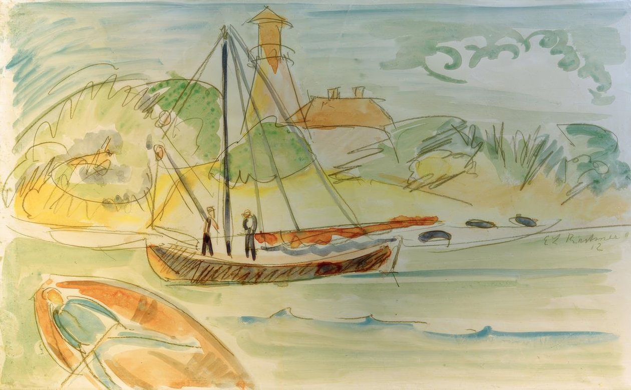Femern kyst med fyrtårn af Ernst Ludwig Kirchner