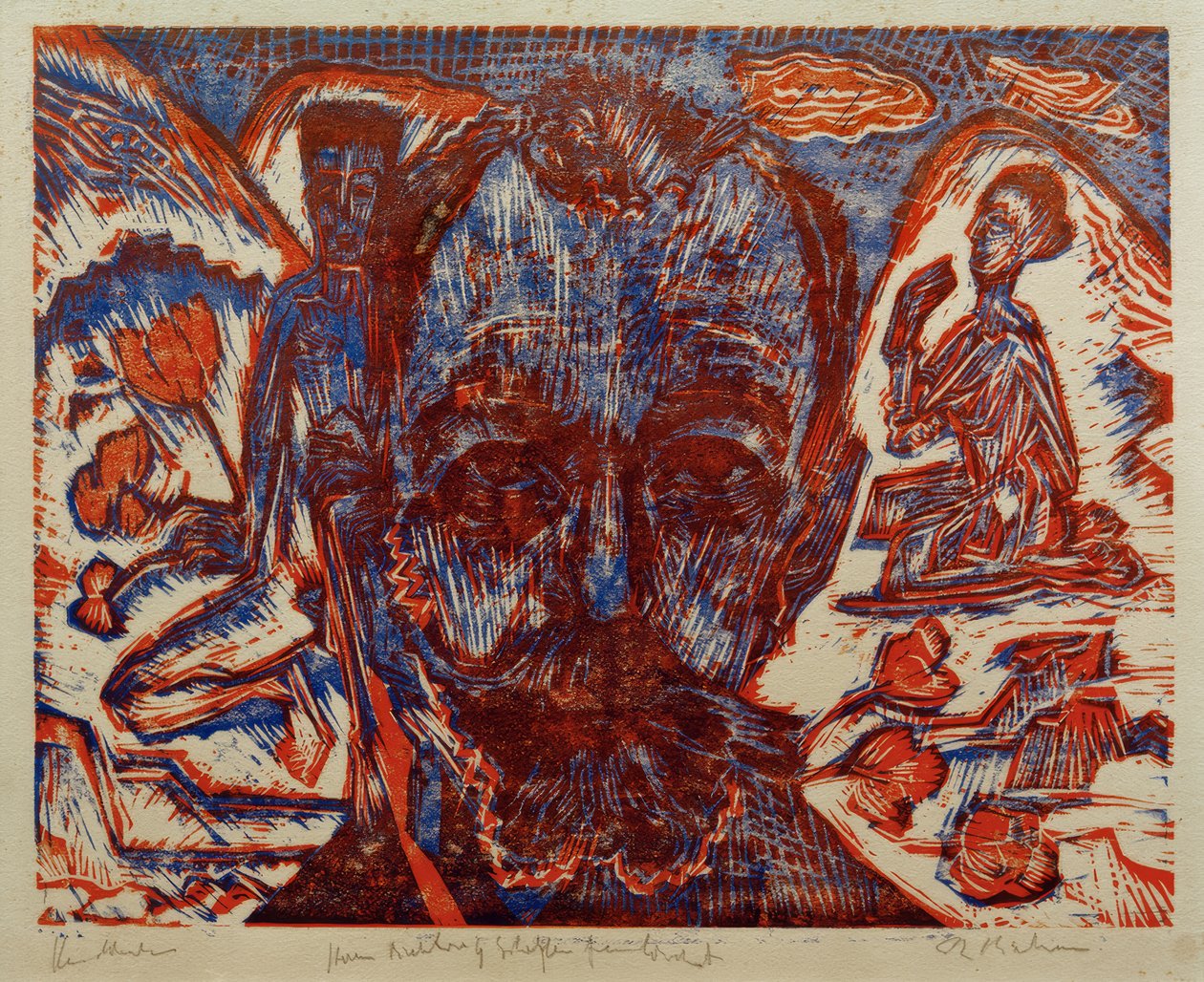 Ferdinand Hodler / Hodlerkopf / Farbholzschnitt v. E.L.Kirchner af Ernst Ludwig Kirchner