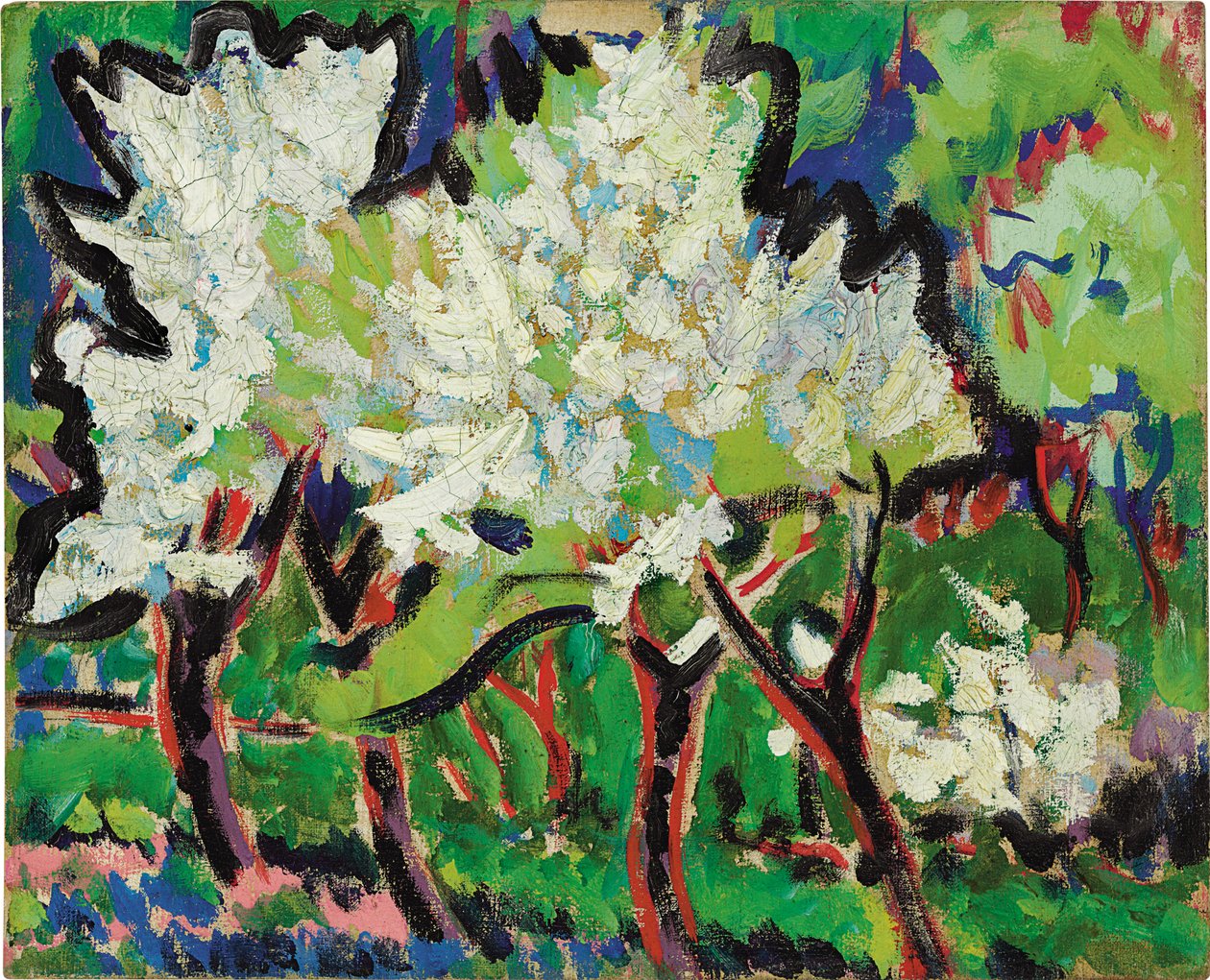 Blomstrende Træer IV; Bluhende Baume IV, 1909 af Ernst Ludwig Kirchner
