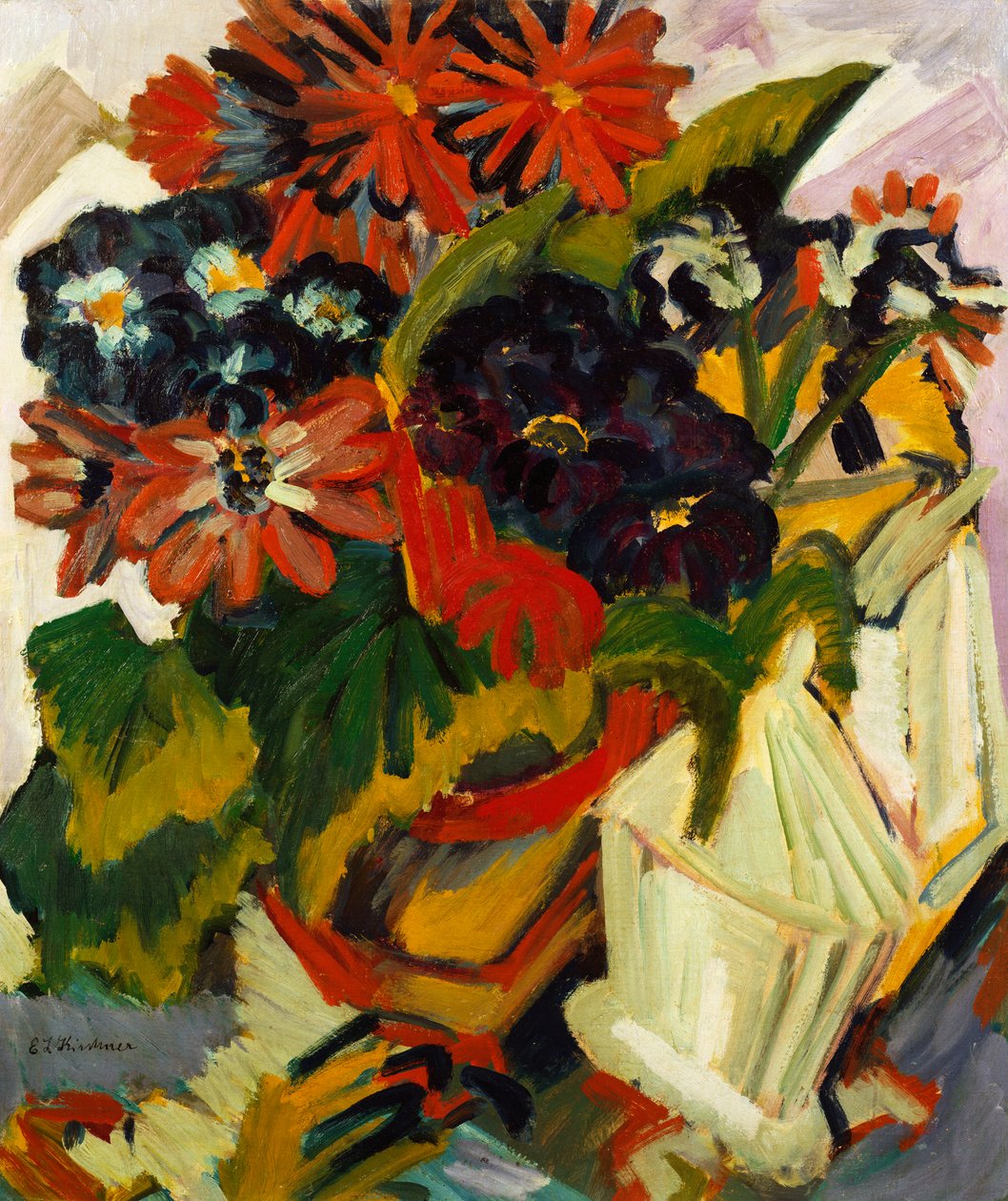 Urtepotte og sukkerskål, 1918-19 af Ernst Ludwig Kirchner
