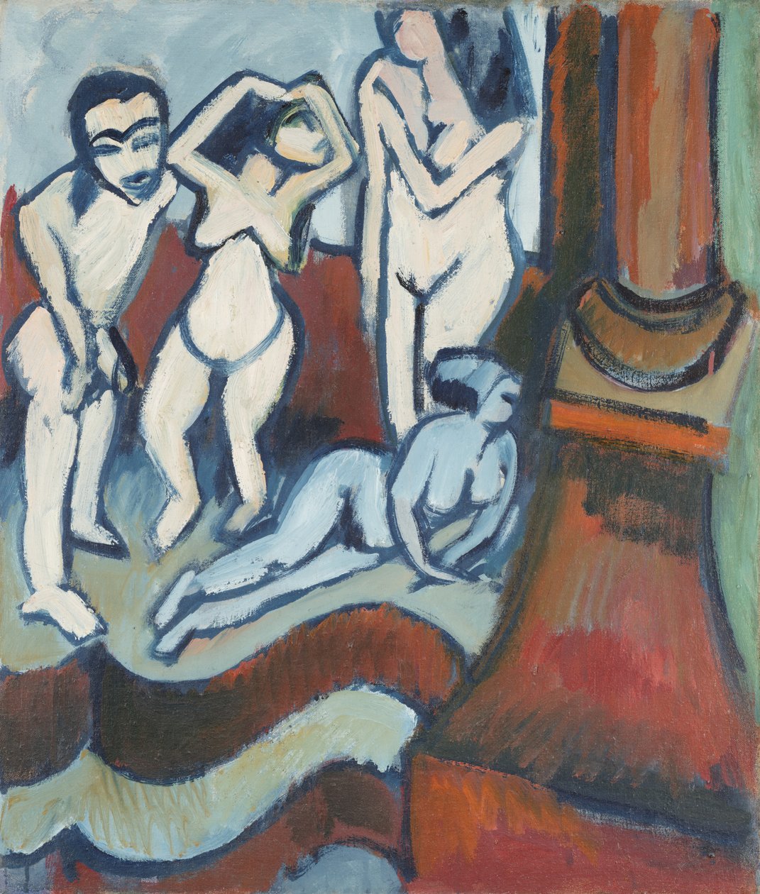 Fire træskulpturer (recto) af Ernst Ludwig Kirchner