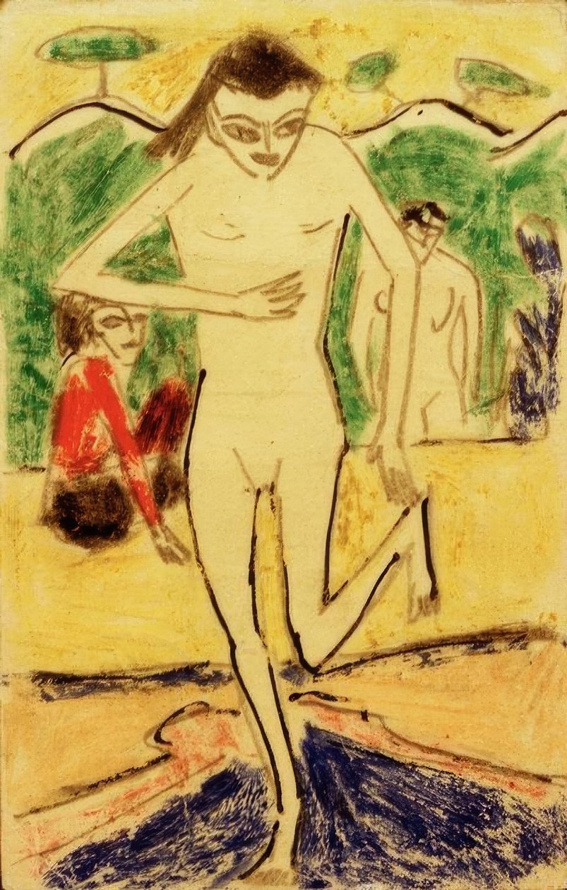 Fränzi foran væghængningen af Ernst Ludwig Kirchner